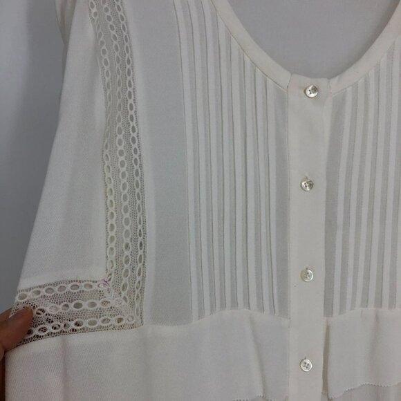 IRO White Keola sheer panelled lace button up Blouse size 40 - Picture 11 of 14